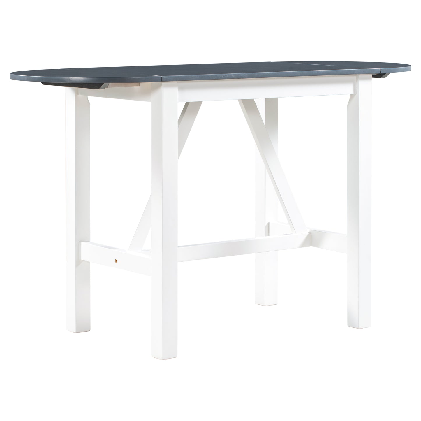 TOPMAX 3-Piece Wood Counter Height Drop Leaf Dining Table Set with 2 Upholstered Dining Chairs for Small Place White+Gray - LaTezza Online Shop