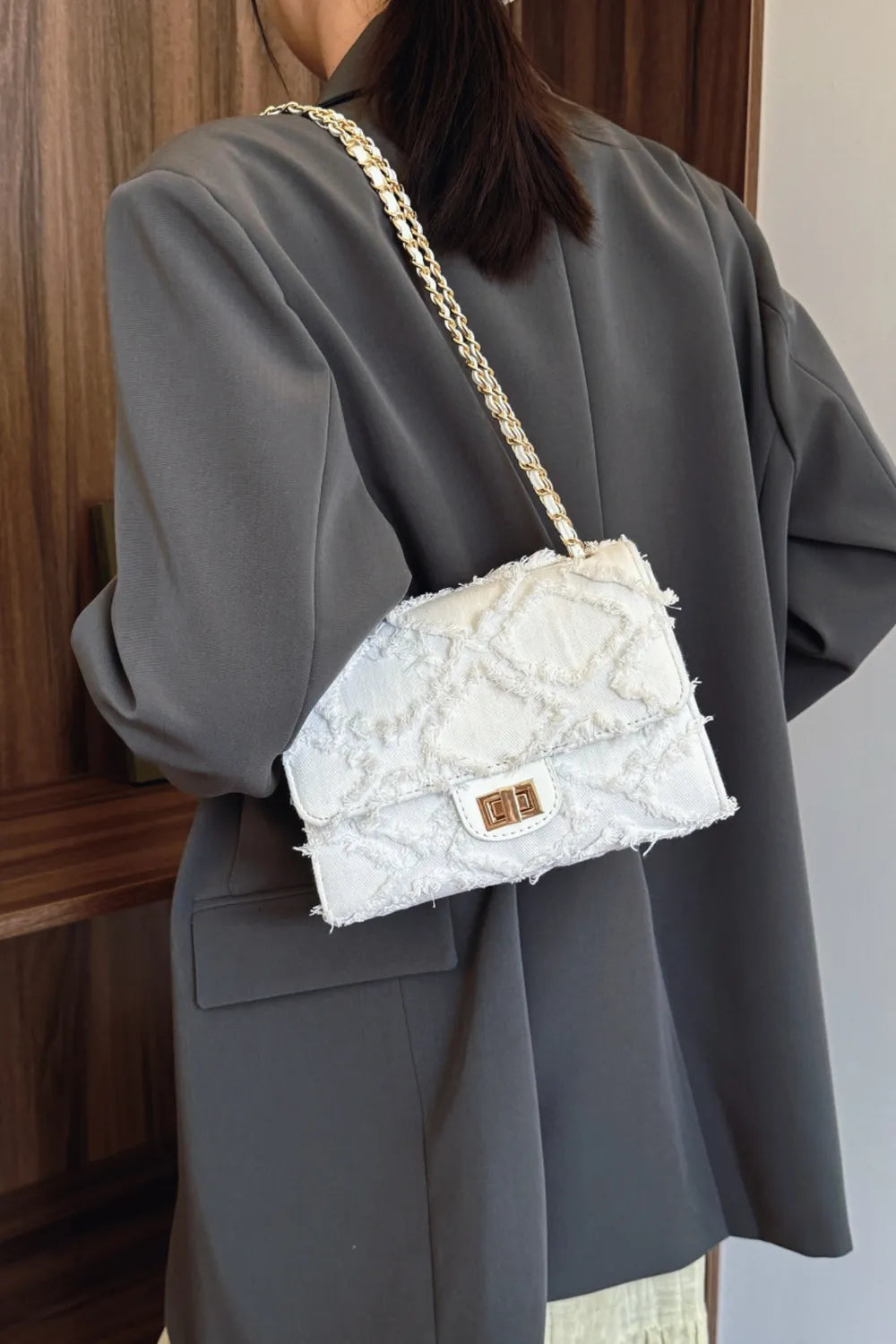 Raw Hem Denim Crossbody Bag - LaTezza Online Shop