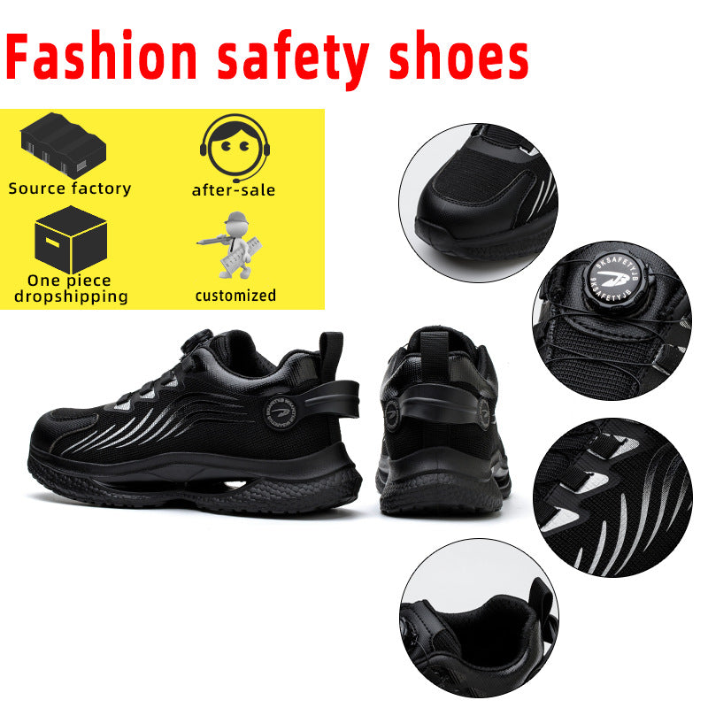 Safety shoes anti smashing anti piercing anti slip wear-resistant steel toe shoes lazy no tie safety shoes - LaTezza Online Shop