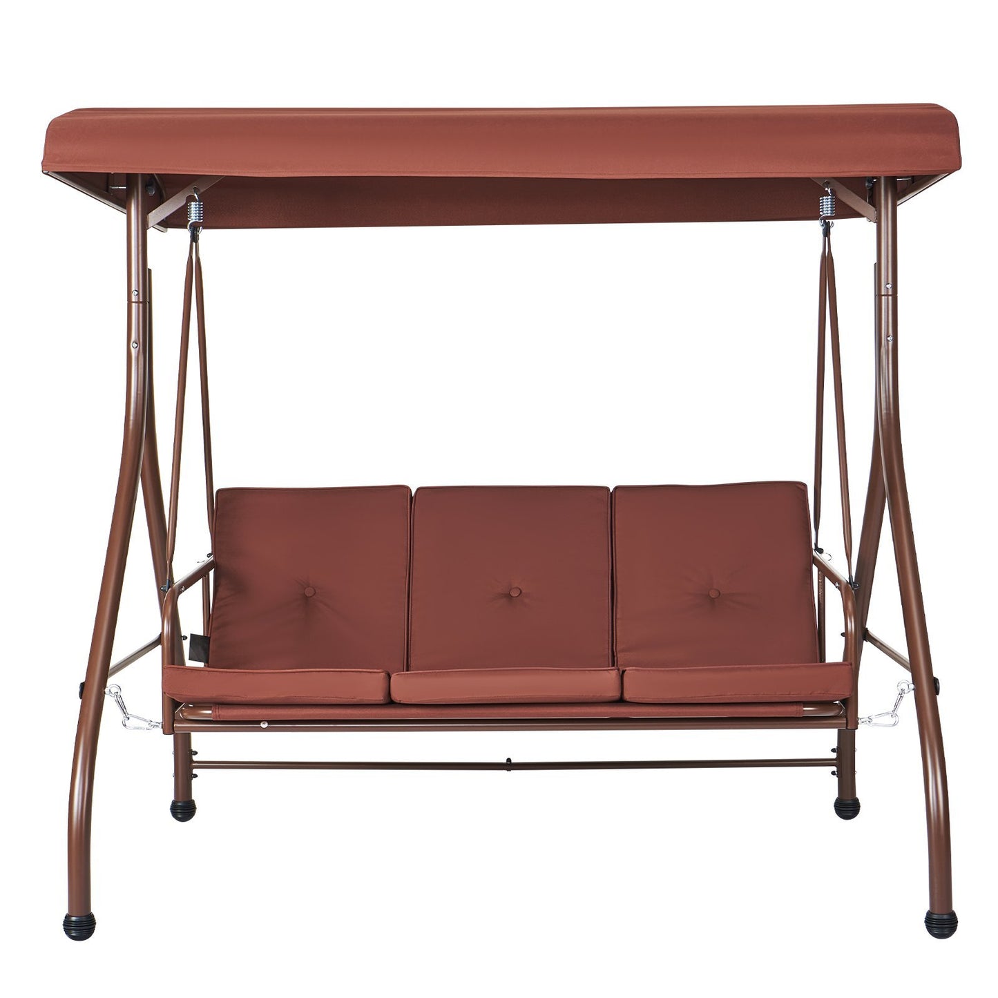 VEVOR 3-Seat Patio Swing Chair, Converting Canopy Swing, Outdoor Patio Porch With Adjustable Canopy, Removable Thick Cushion And Alloy Steel Frame, For Balcony, Backyard, Poolside, Brown - LaTezza Online Shop