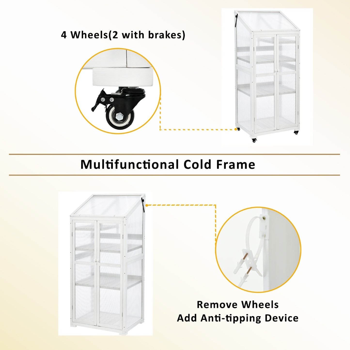 TOPMAX 62in Wood Large Greenhouse With Wheels And Adjustable Shelf - LaTezza Online Shop
