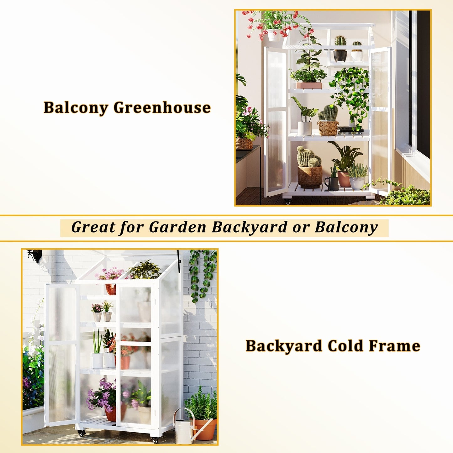 TOPMAX 62in Wood Large Greenhouse With Wheels And Adjustable Shelf - LaTezza Online Shop