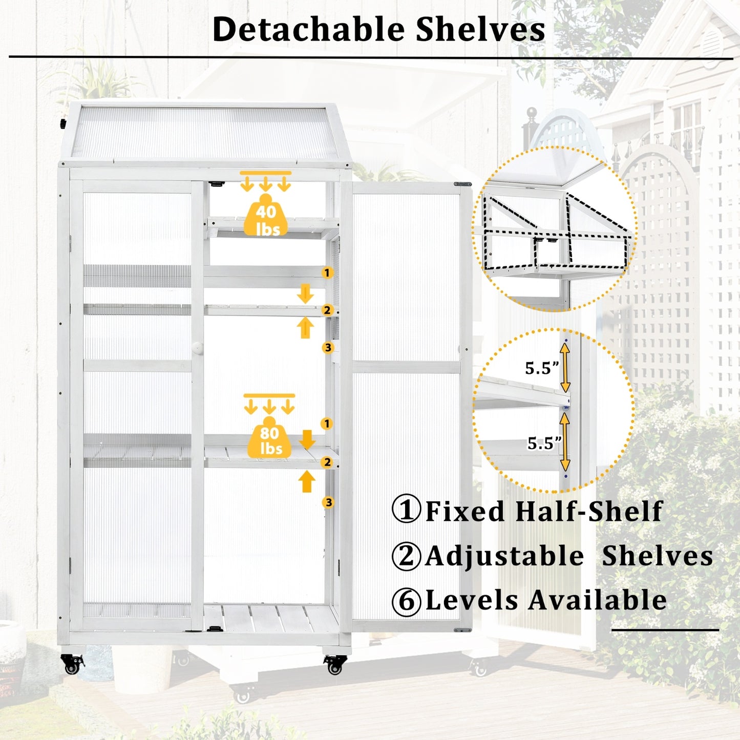 TOPMAX 62in Wood Large Greenhouse With Wheels And Adjustable Shelf - LaTezza Online Shop