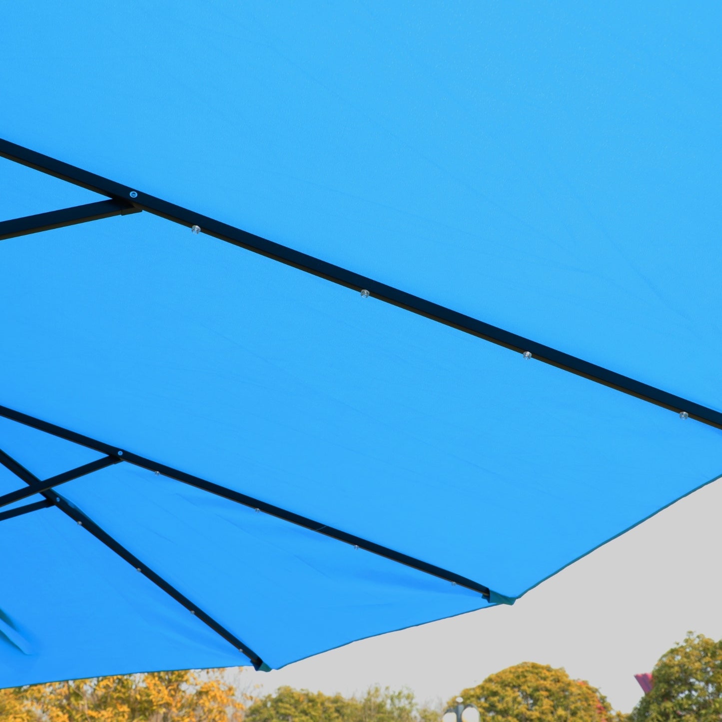 15x9ft Large Double-Sided Rectangular Outdoor Twin Patio Market Umbrella With Light And Base- Blue - LaTezza Online Shop