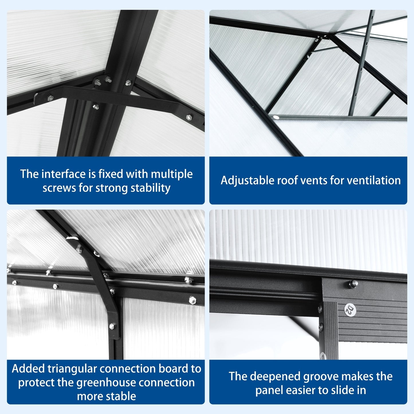 6x12 FT Polycarbonate Greenhouse W Raised Base Anchor, Heavy Duty Walk-in - LaTezza Online Shop
