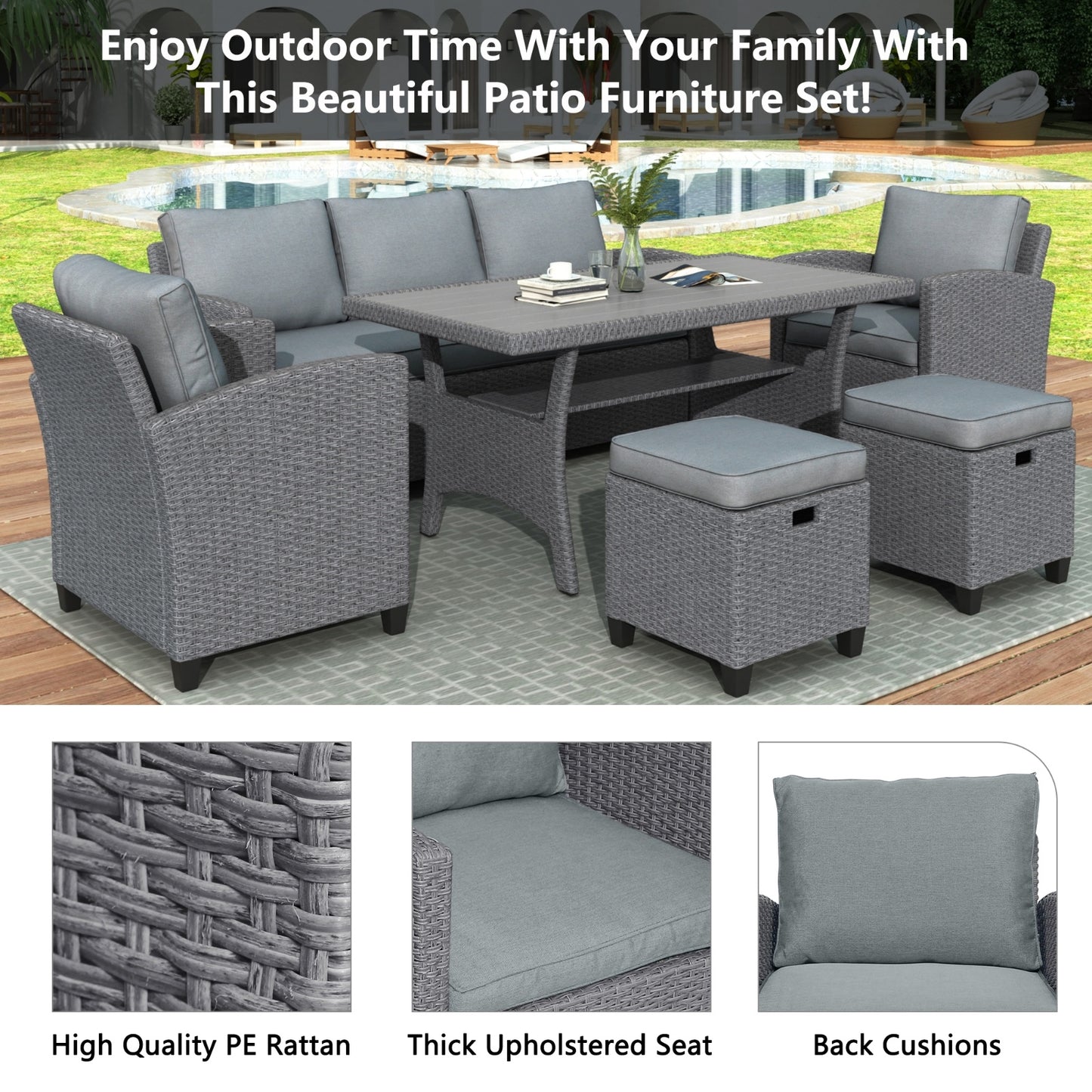 6-piece Outdoor Rattan Courtyard Set - LaTezza Online Shop