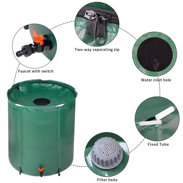 50 Gallon Folding Rain Barrel Water Collector Green - LaTezza Online Shop