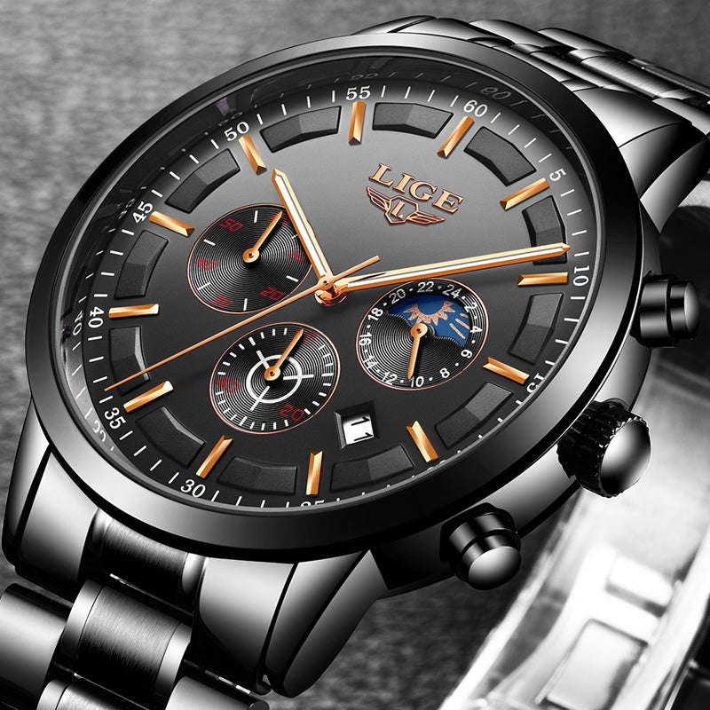 LIGE Sport Quartz Mens Top Brand Luxury Business Waterproof Watch