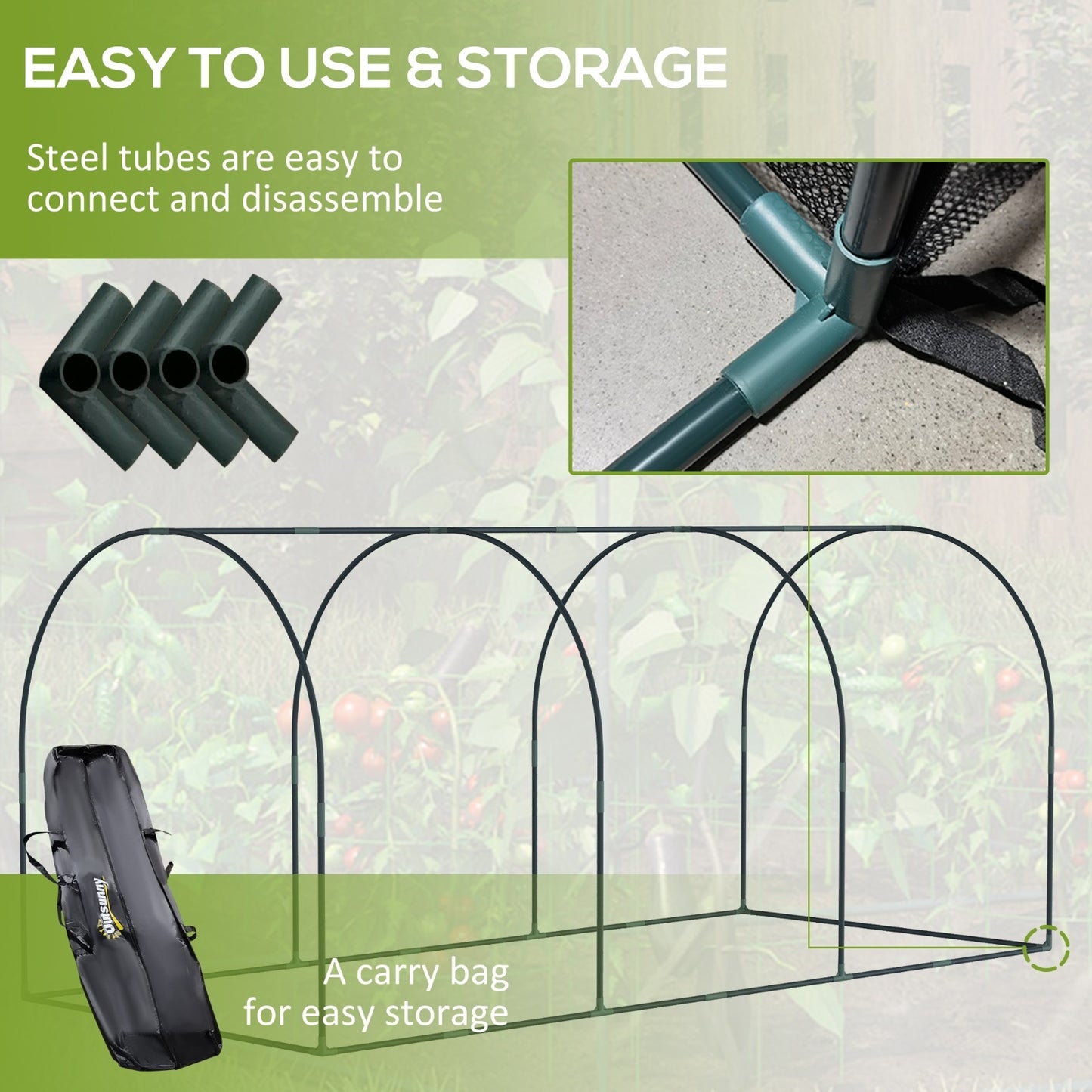 Outsunny 9' X 4' Crop Cage, Plant Protection Tent With Three Zippered Doors, Storage Bag And 6 Groun - LaTezza Online Shop