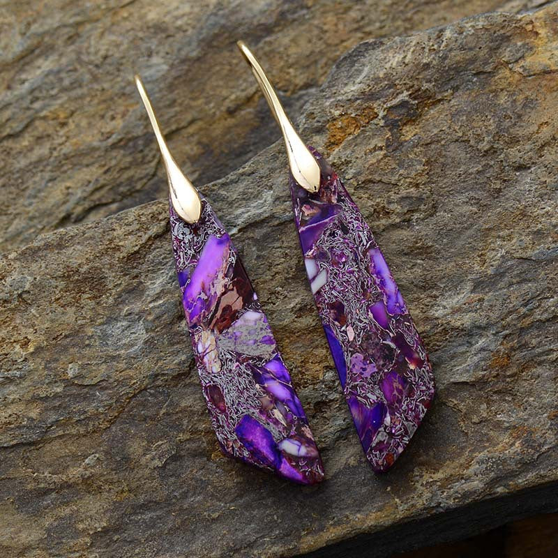 Bohemian Emperor Stone Geometric Pendant Earrings, European and American Popular Natural Stone Jewelry - LaTezza Online Shop
