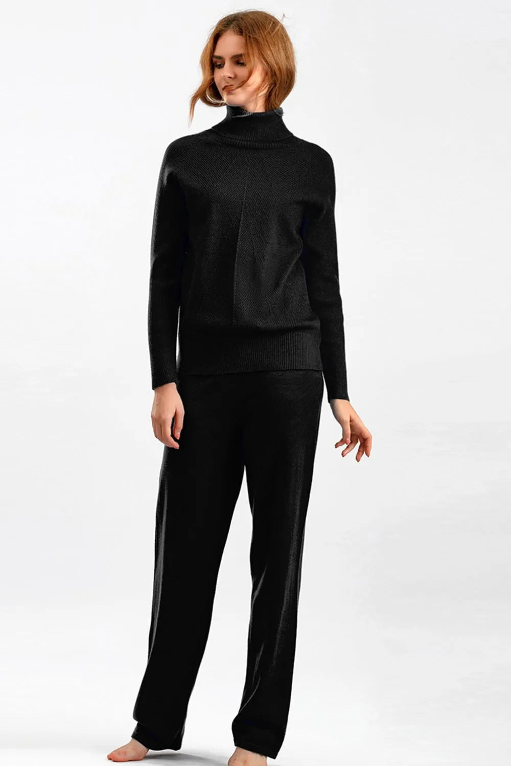 Turtleneck Raglan Sleeve Top and Pants Sweater Set - LaTezza Online Shop