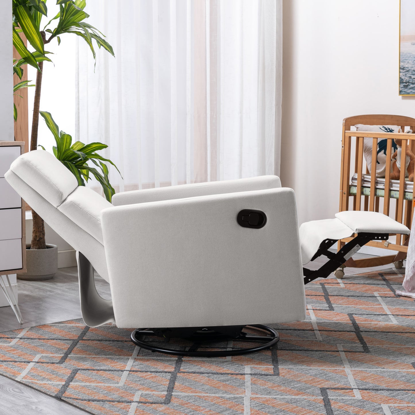 Modern Upholstered Rocker Nursery Chair Plush Seating Glider Swivel Recliner Chair Beige - LaTezza Online Shop