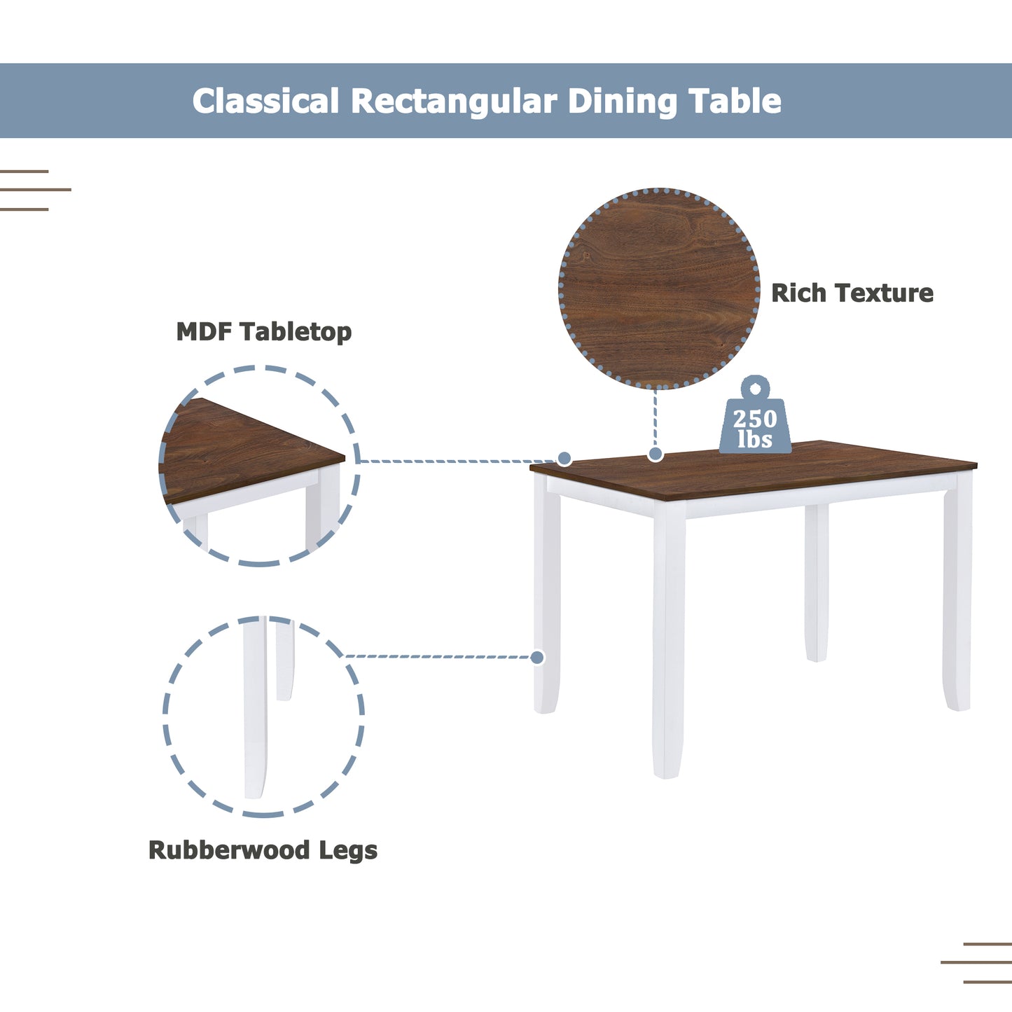 TOPMAX Rustic Minimalist Wood 5-Piece Dining Table Set with 4 X-Back Chairs for Small Places White - LaTezza Online Shop