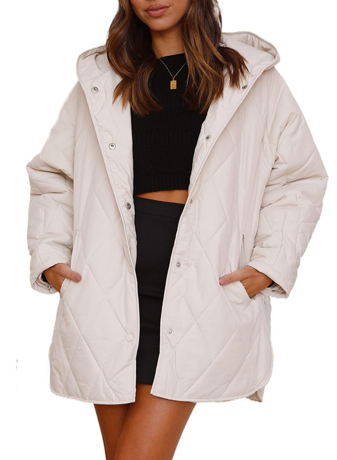 Slit Snap Down Long Sleeve Hooded Jacket - LaTezza Online Shop
