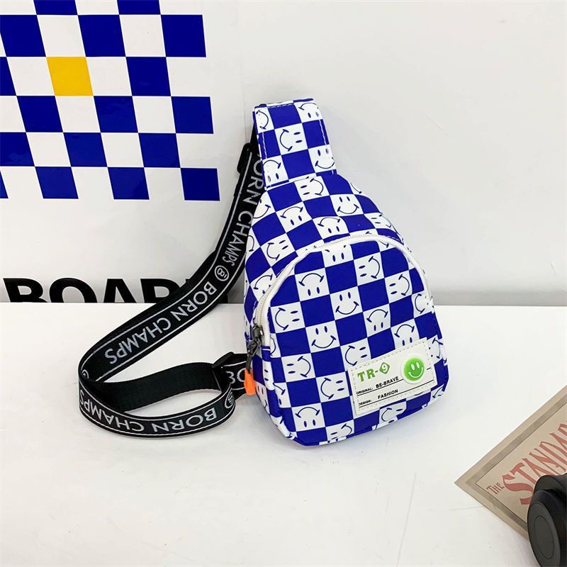 Kids Chest Bag New Plaid Contrast Color Lightweight Children's Messenger Bag Outdoor Play Cool Shoulder Bag Waist Bag - LaTezza Online Shop