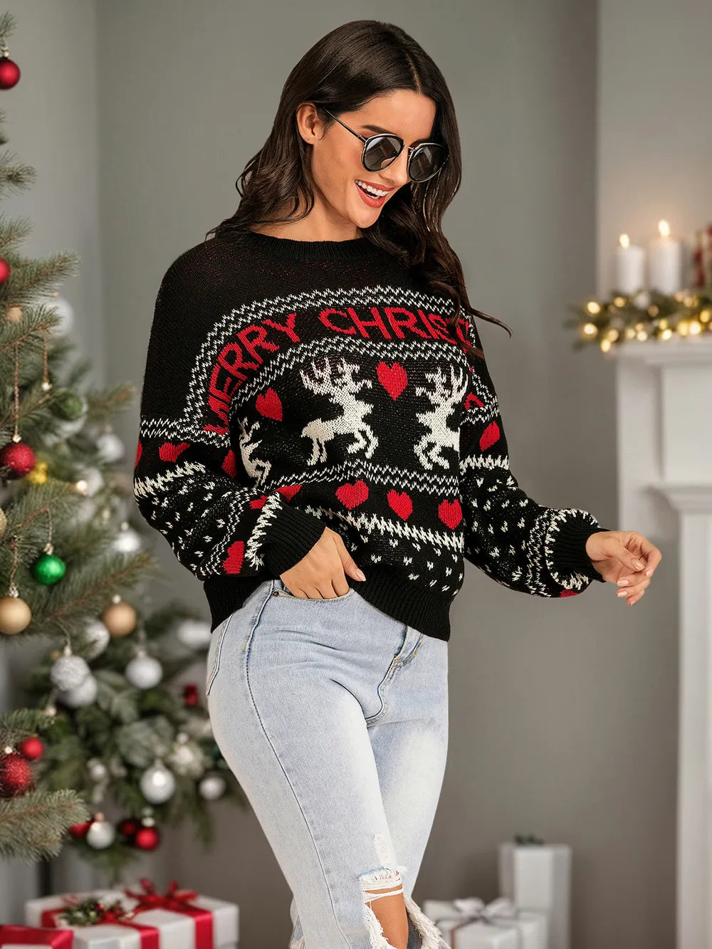 Christmas Element Round Neck Sweater - LaTezza Online Shop