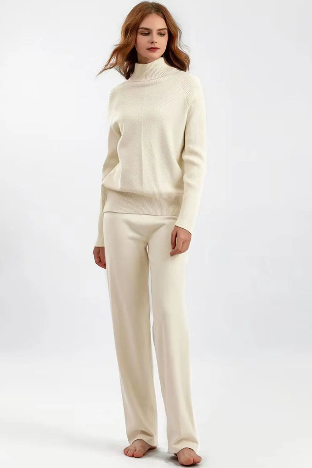 Turtleneck Raglan Sleeve Top and Pants Sweater Set - LaTezza Online Shop