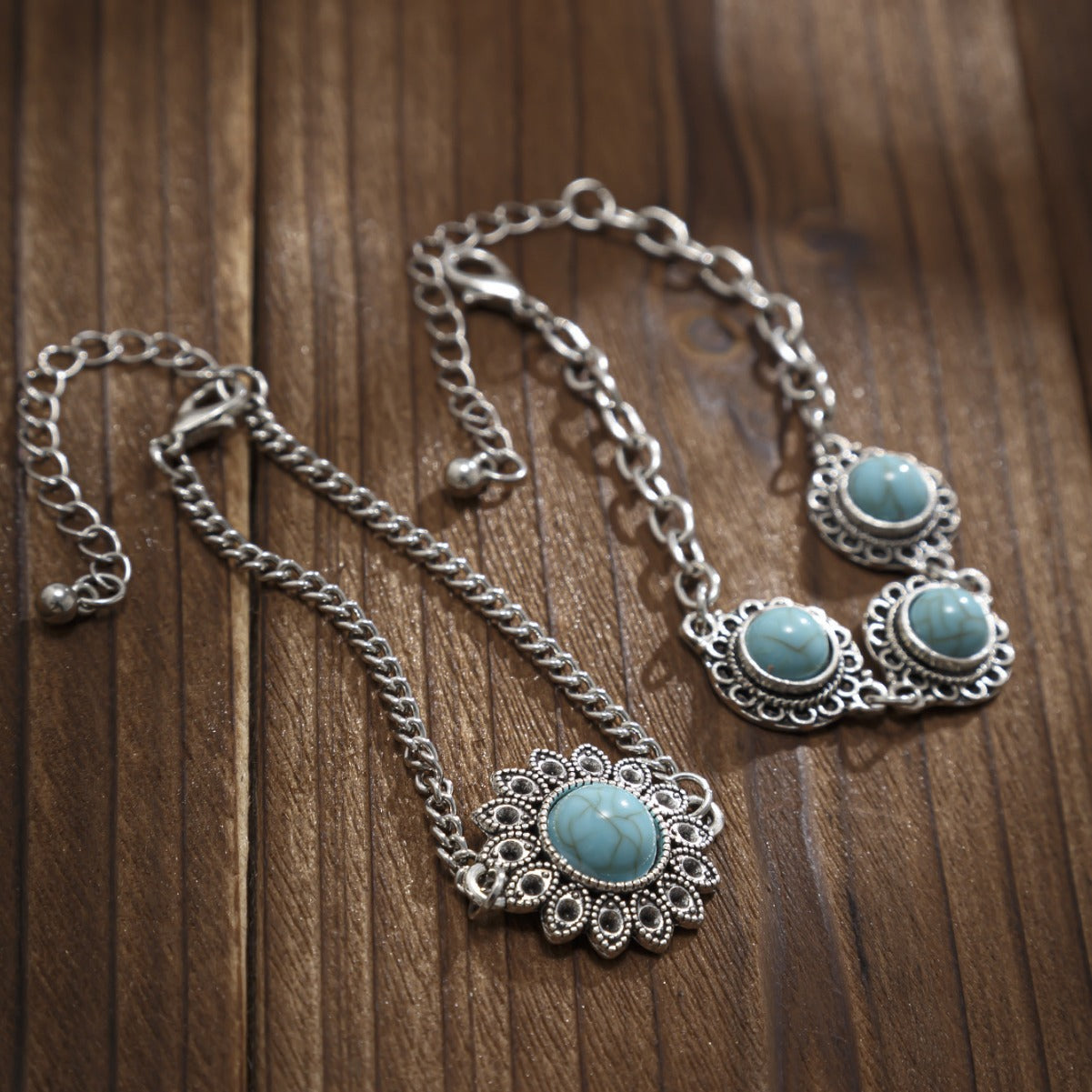 Ethnic style retro alloy turquoise bracelet Bohemian artistic bracelet set for women - LaTezza Online Shop
