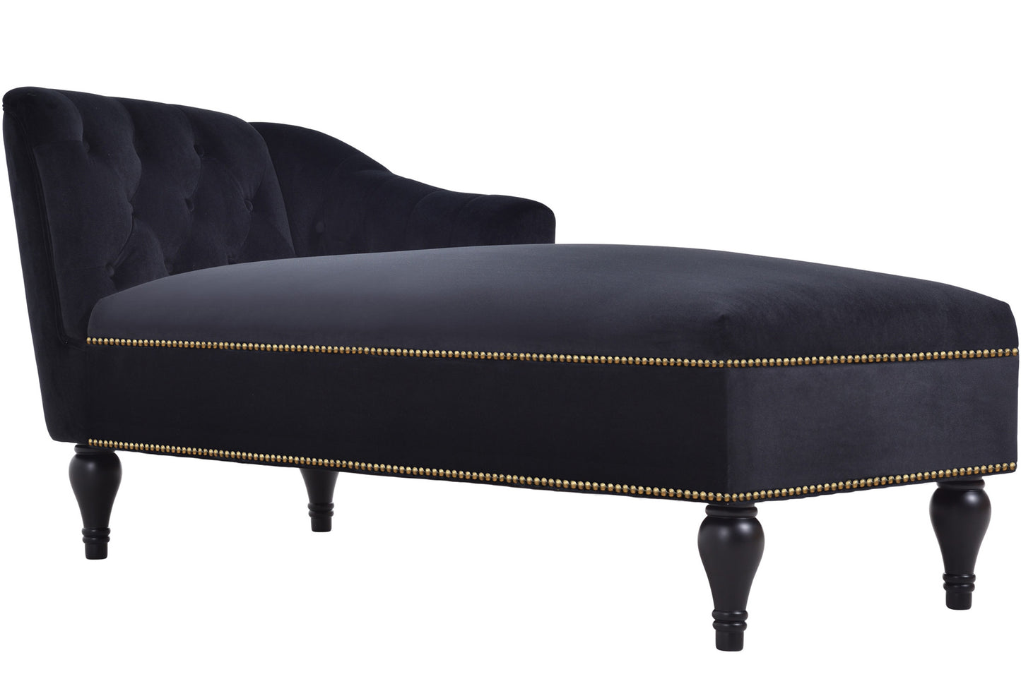 58 inch velvet lounge chair, button cluster right arm lounge chair with nail head decoration and solid wood legs - LaTezza Online Shop