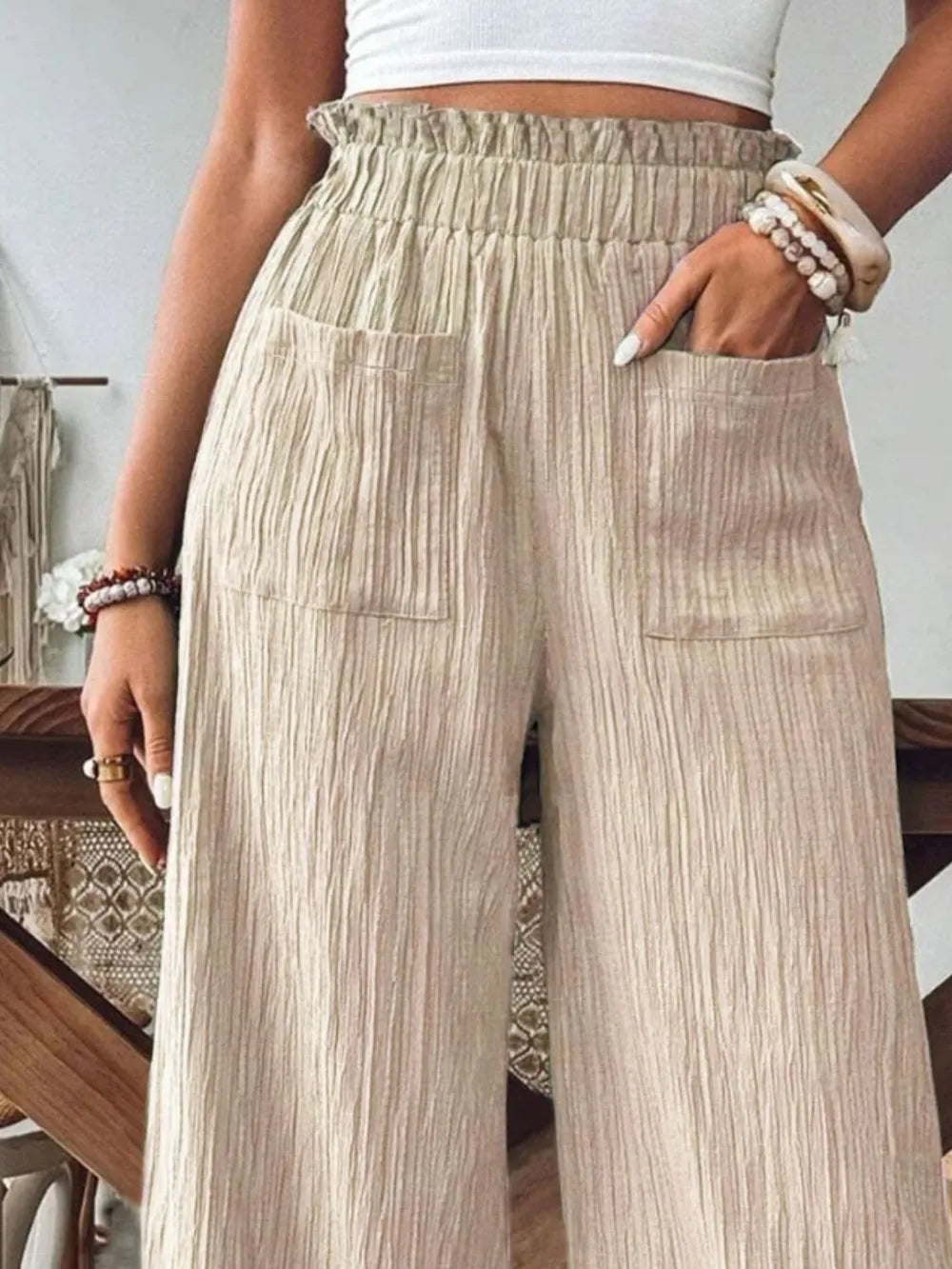 Frill Wide Leg Pants - LaTezza Online Shop