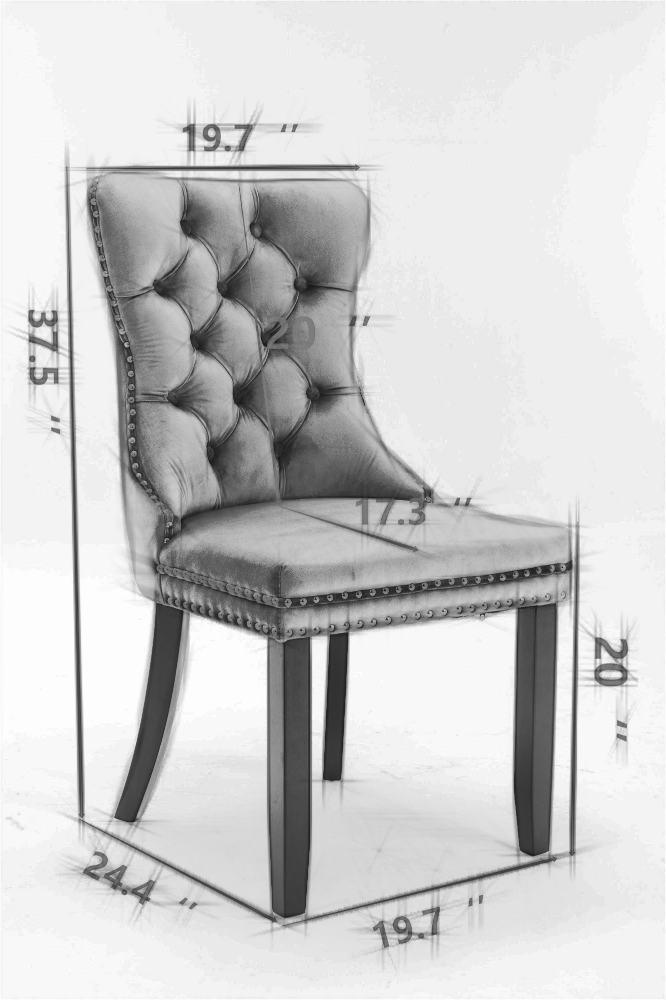 Tufted solid wood velvet soft cushion dining chair gold stainless steel plated leg nail head set of 2 pieces beige and gold - LaTezza Online Shop
