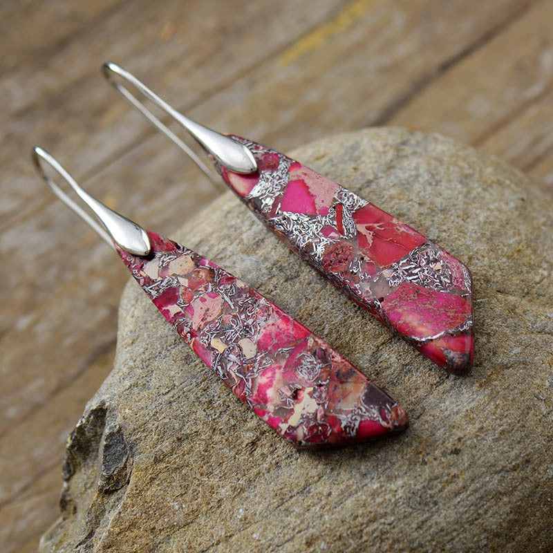 Bohemian Emperor Stone Geometric Pendant Earrings, European and American Popular Natural Stone Jewelry - LaTezza Online Shop