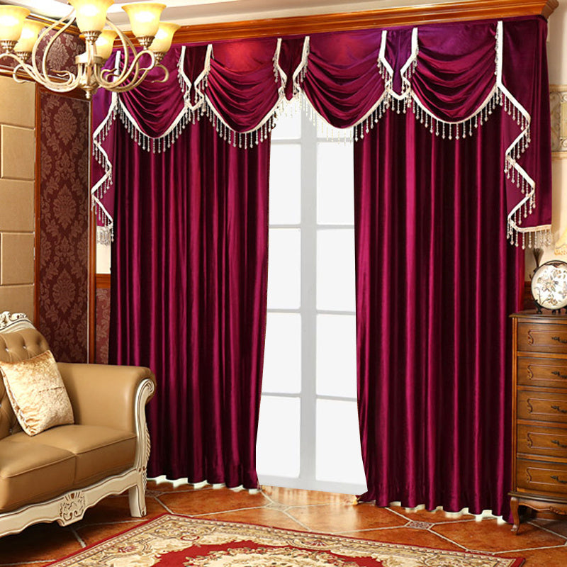 Luxury Festive Velvet Red Bedroom, Living Room, Water Wave Curtains, Wedding Room, Blackout Curtains - LaTezza Online Shop