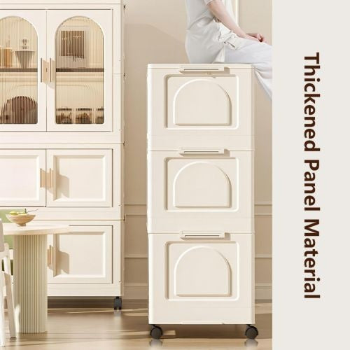 Side Wide Folding Wardrobe With Magnetic Door Plastic Storage Cabinet With Wheels One Layer Of Wardrobe X Two Layers Of Folding BoxesX 10 Hangers - LaTezza Online Shop