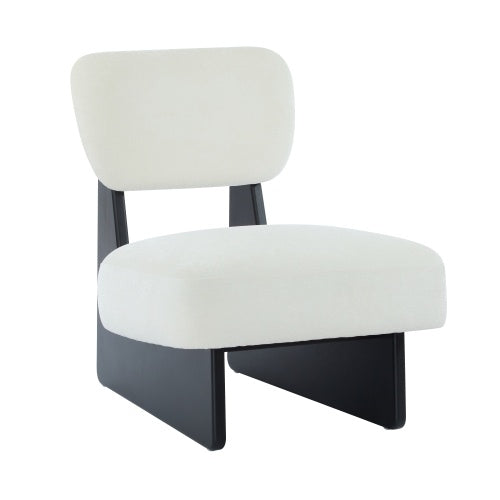 Set Of 2 Modern Beige Lounge Chair With Polyester Upholstery Sturdy Black Wood Base - LaTezza Online Shop