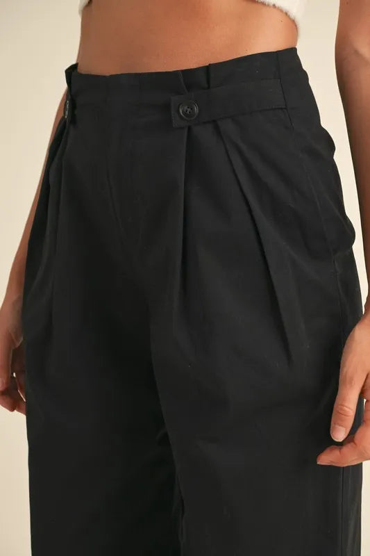 MABLE High Waist Front Pleated Detail Wide Leg Pants - LaTezza Online Shop