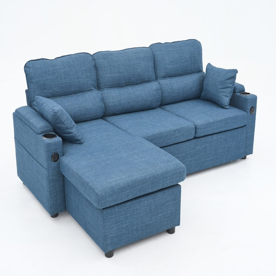 Convertible Sleeper Sofa 2 In 1 L Shaped Pull Out Sectional With Storage Space - LaTezza Online Shop