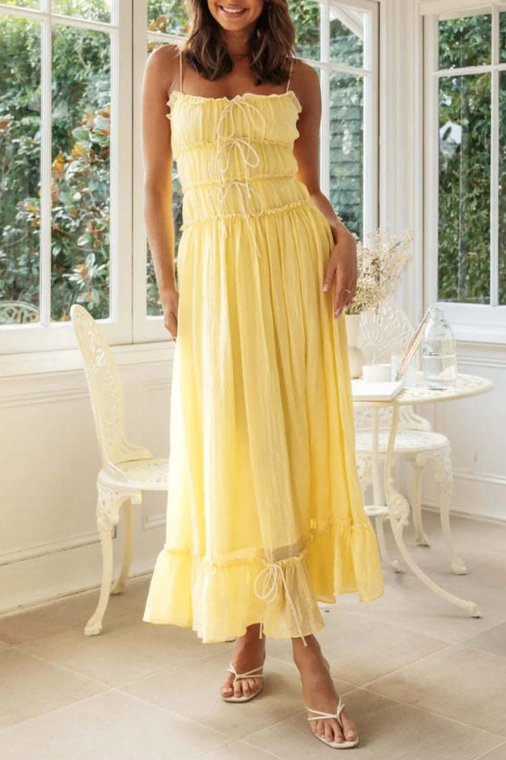 Midi Cami Dress Frill Tied Front - LaTezza Online Shop