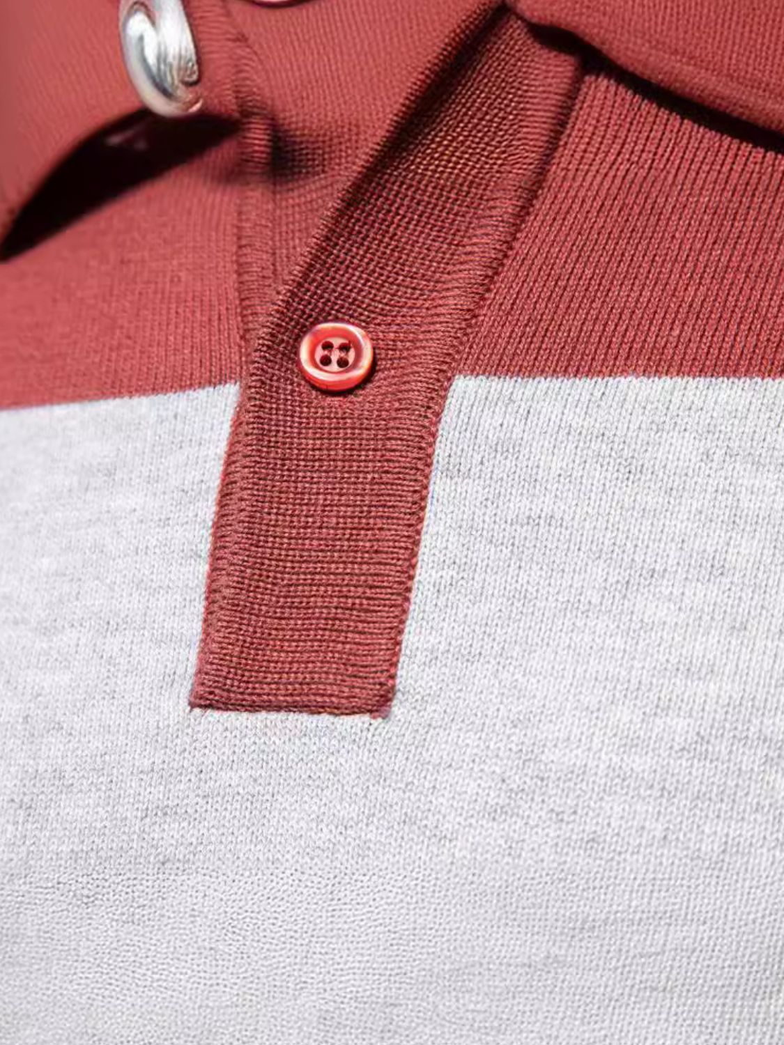 Men's Striped Long Sleeve Knit Polo - LaTezza Online Shop