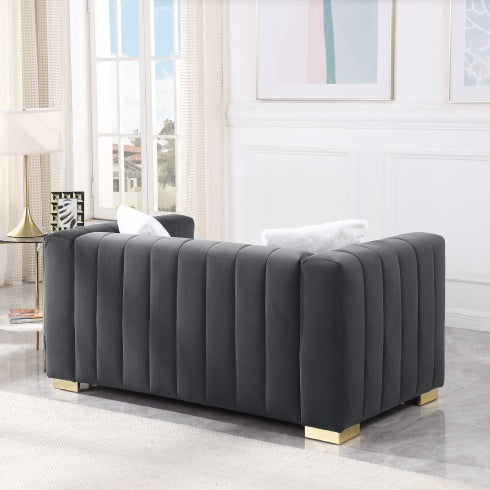 A Modern Channel Sofa Take On A Traditional Chesterfield,Grey Color,loveseater - LaTezza Online Shop