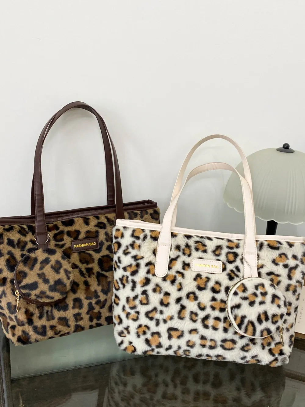Leopard Faux Fur Tote Bag with Coin Purse - LaTezza Online Shop
