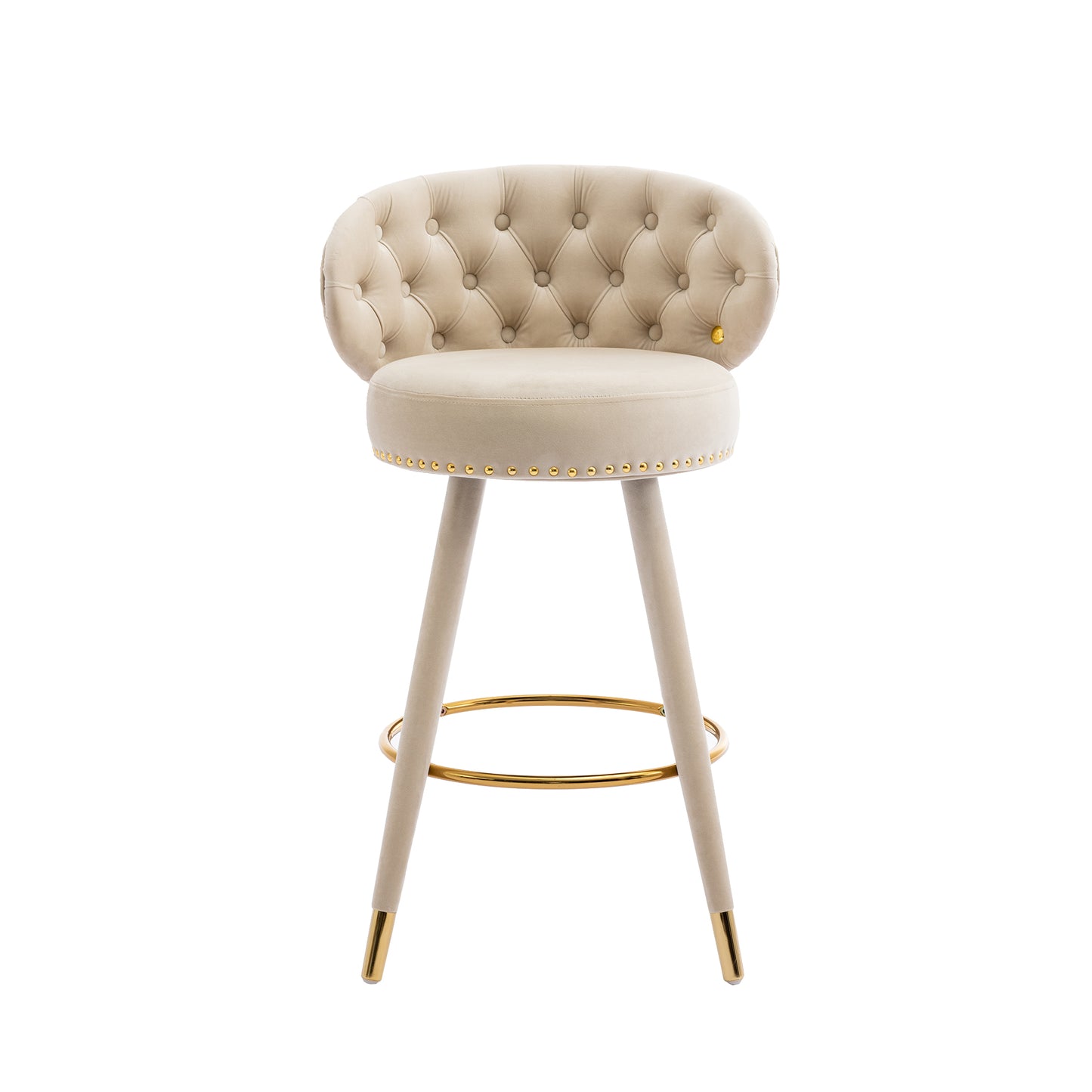 COOLMORE Counter Height Bar Stools Set of 2 for Kitchen Counter Solid Wood Legs with a fixed height of 360 degrees Beige - LaTezza Online Shop