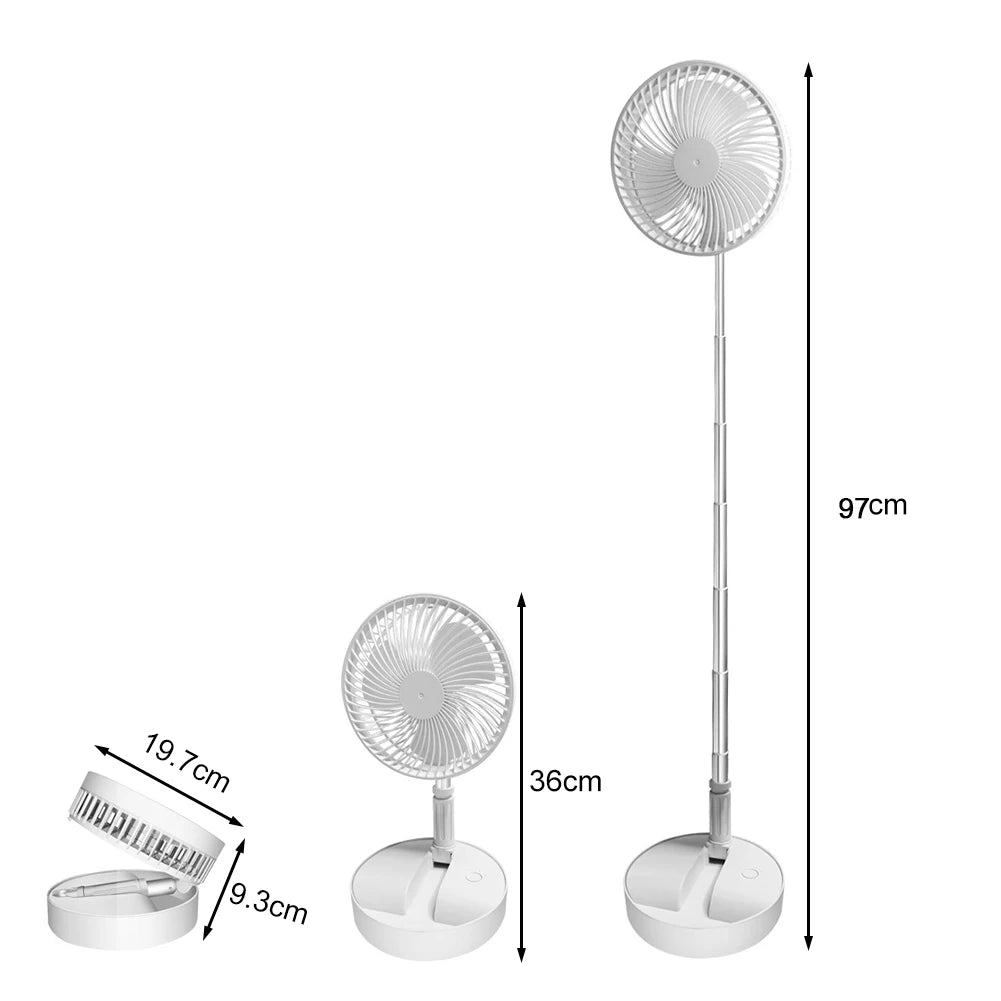 7200mAh USB Rechargeable Fan Portable Foldable Telescopic Silent Fan 4 Speed Adjustable Cooling Fan with Remote Control