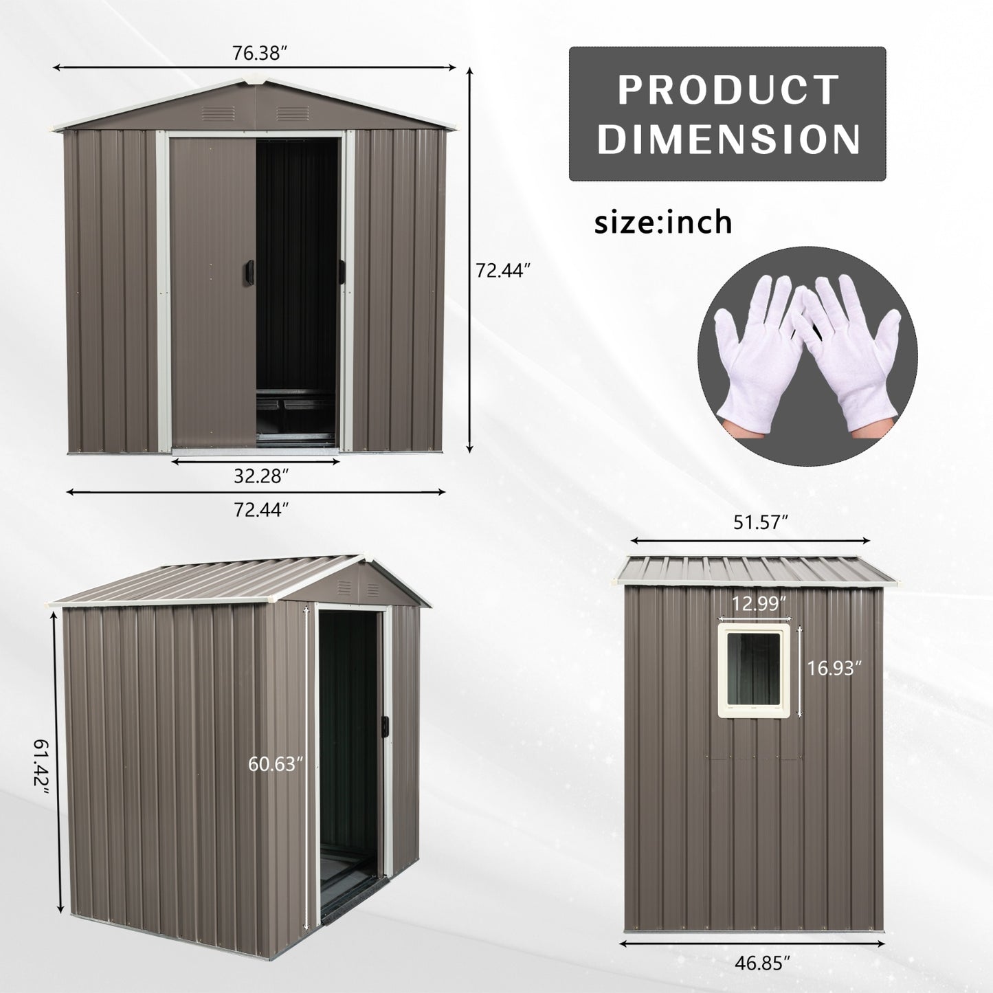 6ft X 5ft Outdoor Metal Storage Shed Gray With Window - LaTezza Online Shop
