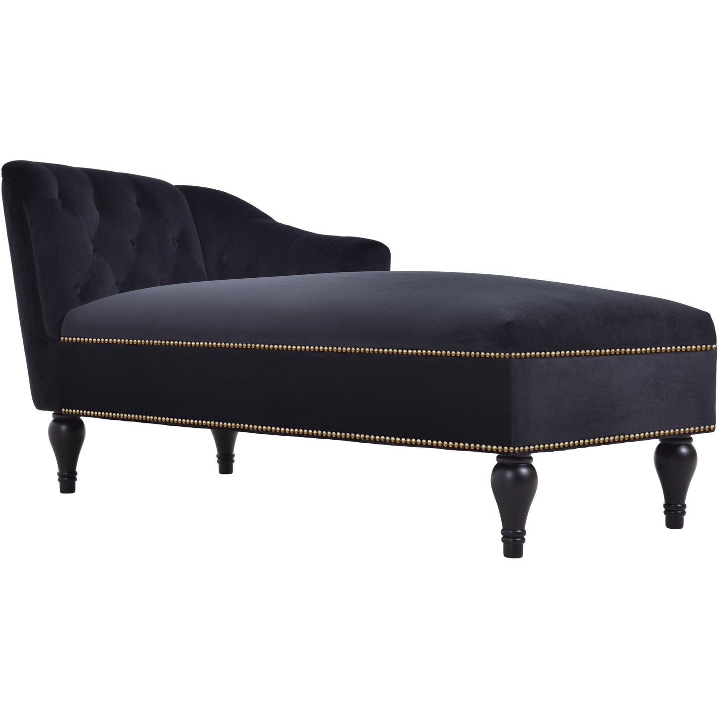 58 inch velvet lounge chair, button cluster right arm lounge chair with nail head decoration and solid wood legs - LaTezza Online Shop
