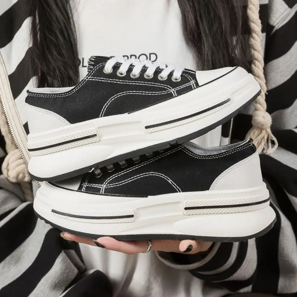 Platform Sneakers Lace Up Round Toe - LaTezza Online Shop