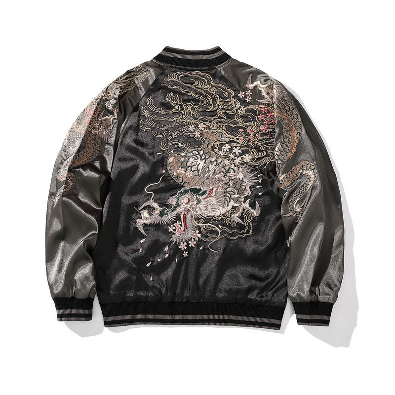 Heavy industry embroidery men's cotton coat four mythical beasts and dragon embroidered cotton coat personality - LaTezza Online Shop