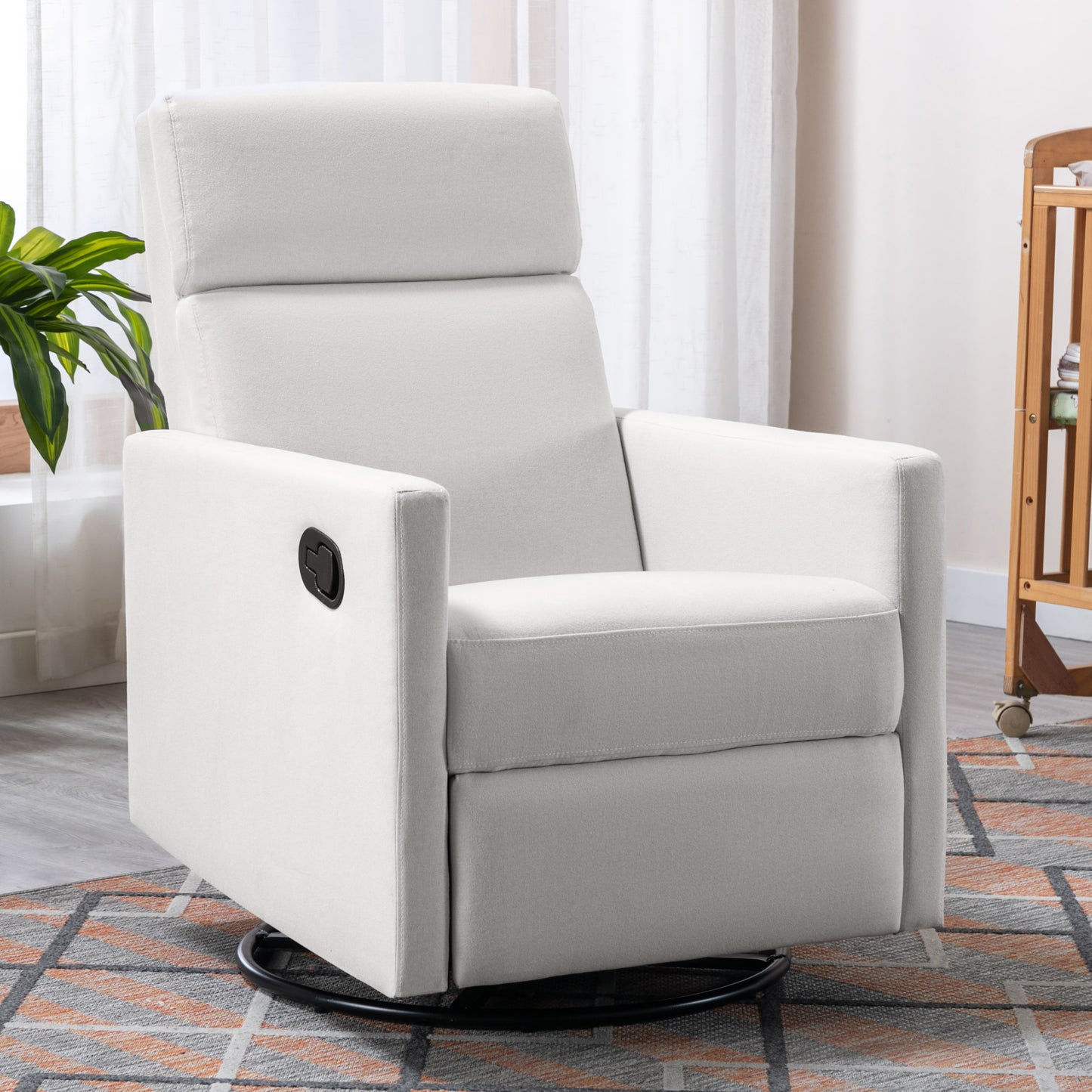 Modern Upholstered Rocker Nursery Chair Plush Seating Glider Swivel Recliner Chair Beige - LaTezza Online Shop