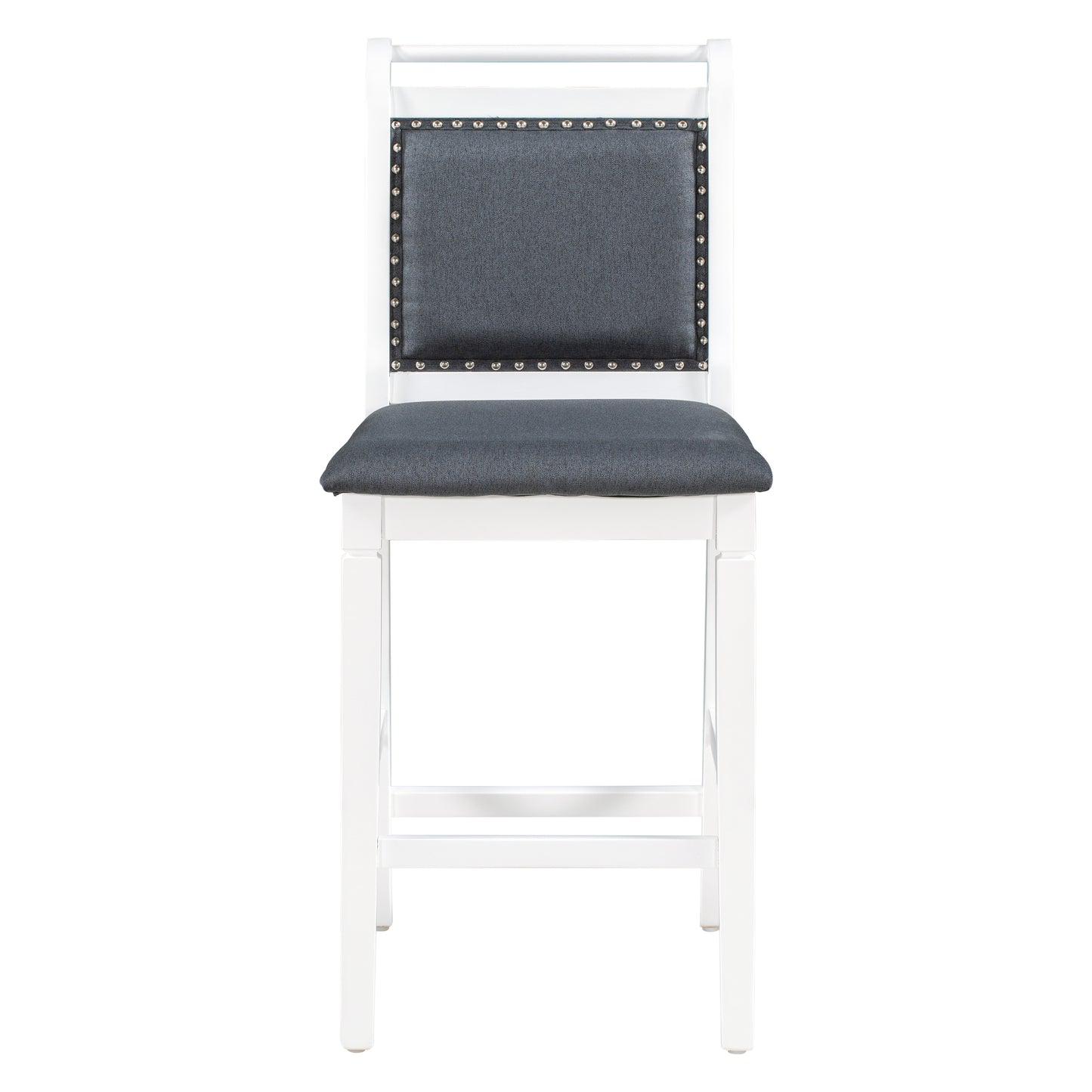 TOPMAX 3-Piece Wood Counter Height Drop Leaf Dining Table Set with 2 Upholstered Dining Chairs for Small Place White+Gray - LaTezza Online Shop