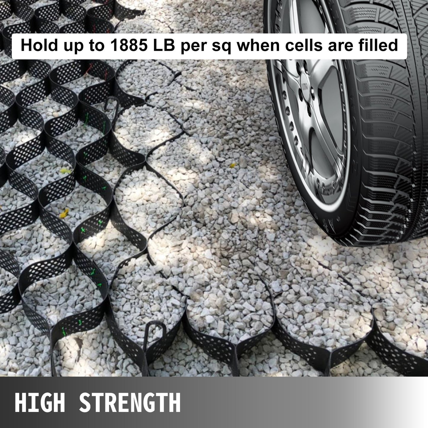 VEVOR Geo Grid Ground Grid 9x17 Ft, Geo Cell Grid 4 Inch Thick, Gravel Grid HDPE Material, Ground Stabilization Grid 1885 LBS Per Sq, Tensile Strength Gravel Ground Grid For Slope Driveways, - LaTezza Online Shop