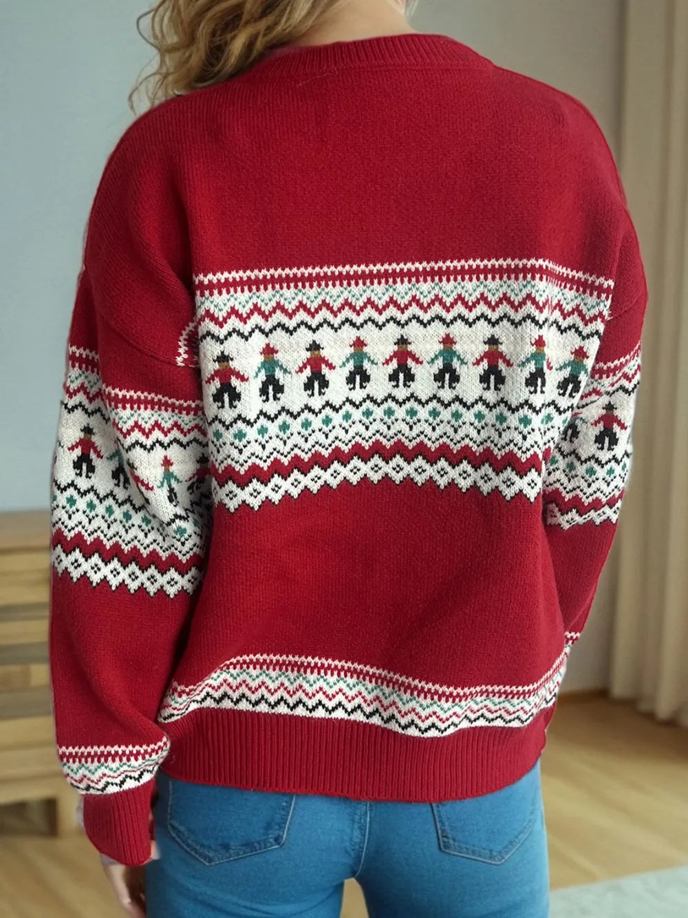 Contrast Round Neck Dropped Shoulder Sweater - LaTezza Online Shop
