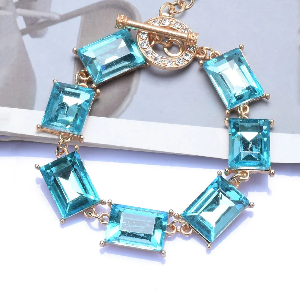 Purple Yellow Blue Glass Crystal Bracelets Jewelry Luxury Statement Bracelet - LaTezza Online Shop