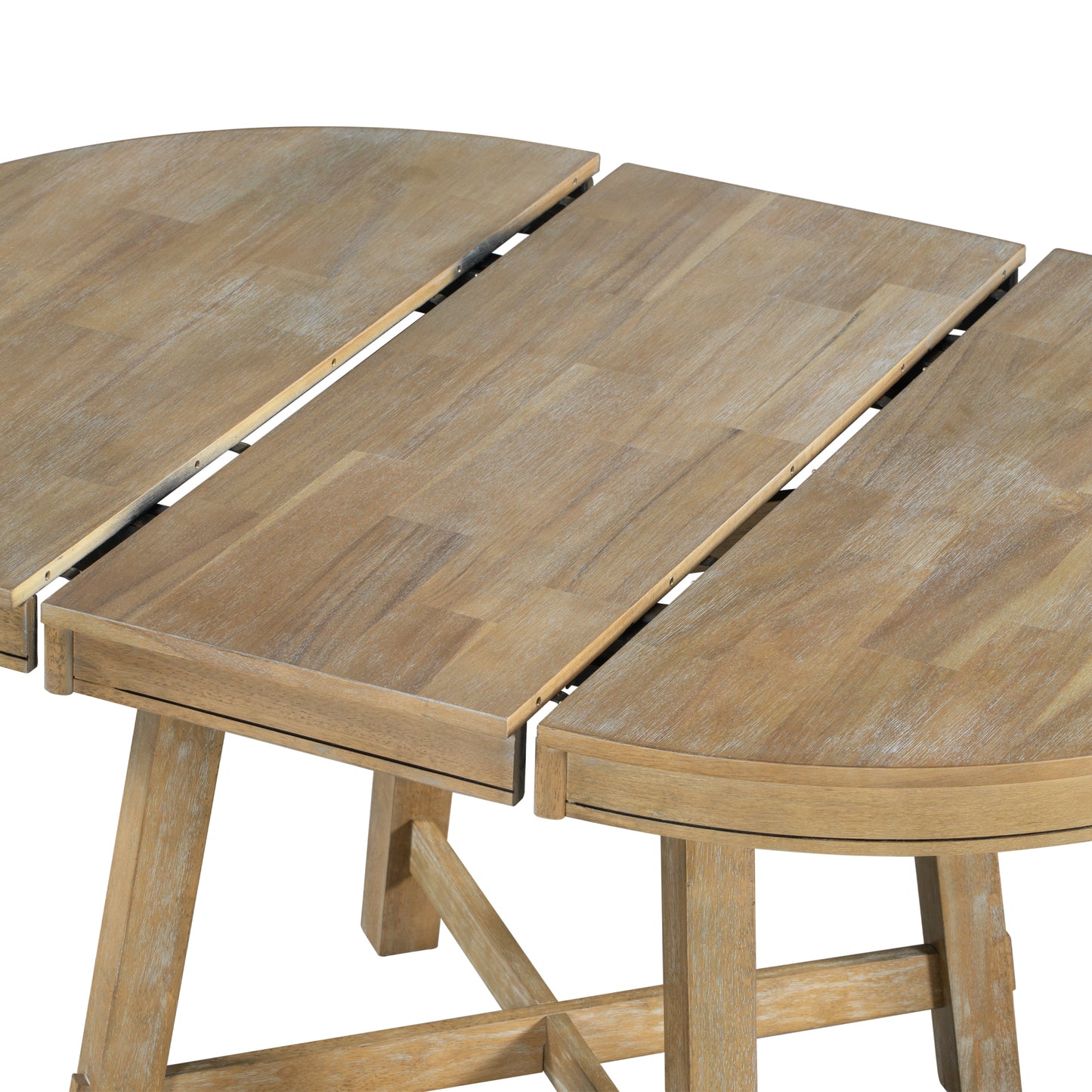 TREXM 5-Piece Farmhouse Dining Table Set Wood Round Extendable Dining Table and 4 Upholstered Dining Chairs (Natural Wood Wash) - LaTezza Online Shop