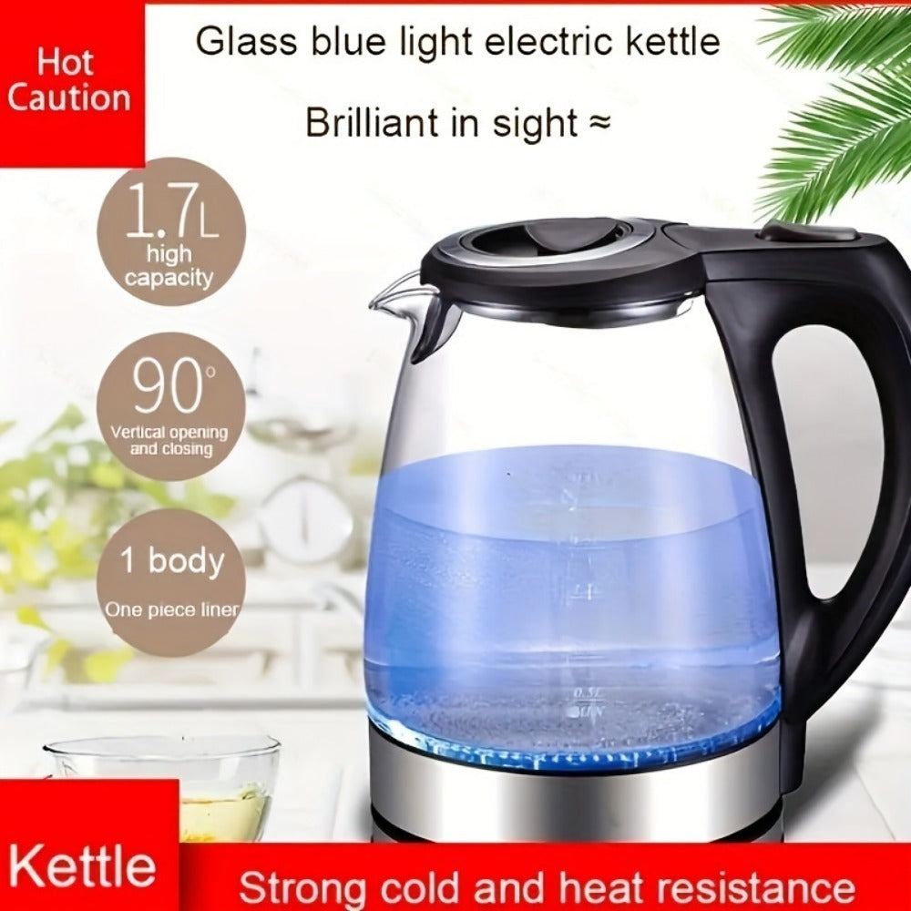 Electric Kettle With Stainless Steel Filter And Inner Lid, 1200W Wide Opening 1.7L Glass Tea Kettle & Hot Water Boiler Black - LaTezza Online Shop