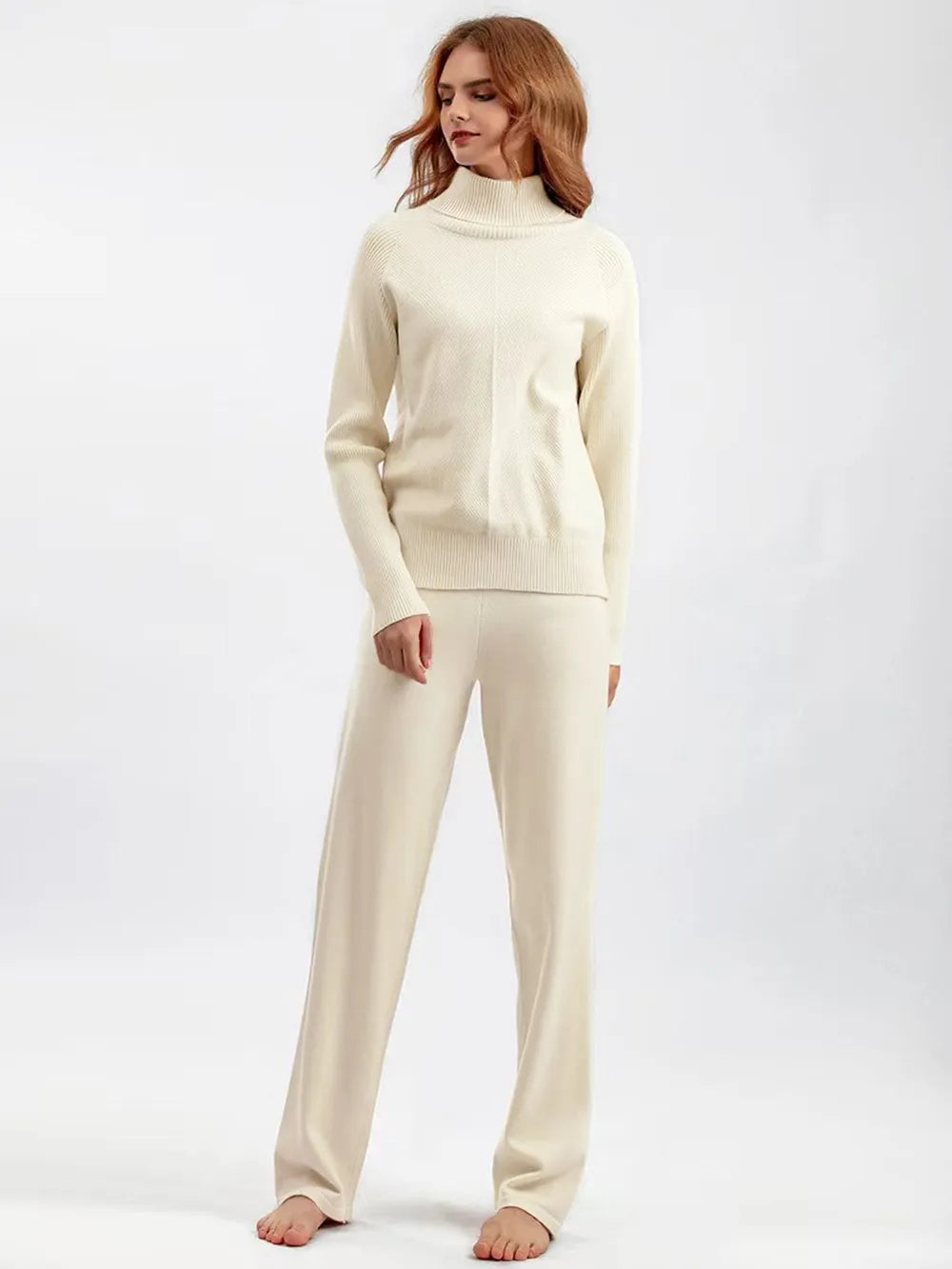 Turtleneck Raglan Sleeve Top and Pants Sweater Set - LaTezza Online Shop