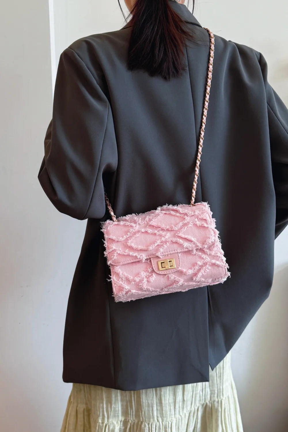 Raw Hem Denim Crossbody Bag - LaTezza Online Shop